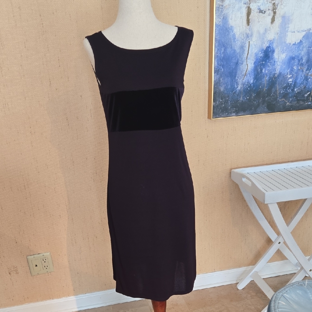 Max Studio Eggplant Velvet Accent Midi Dress